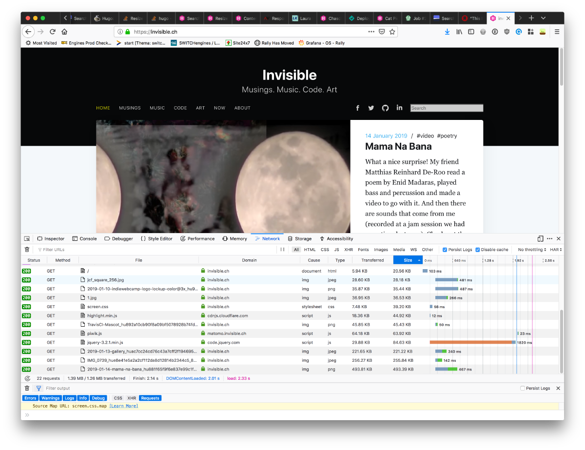 Website size after