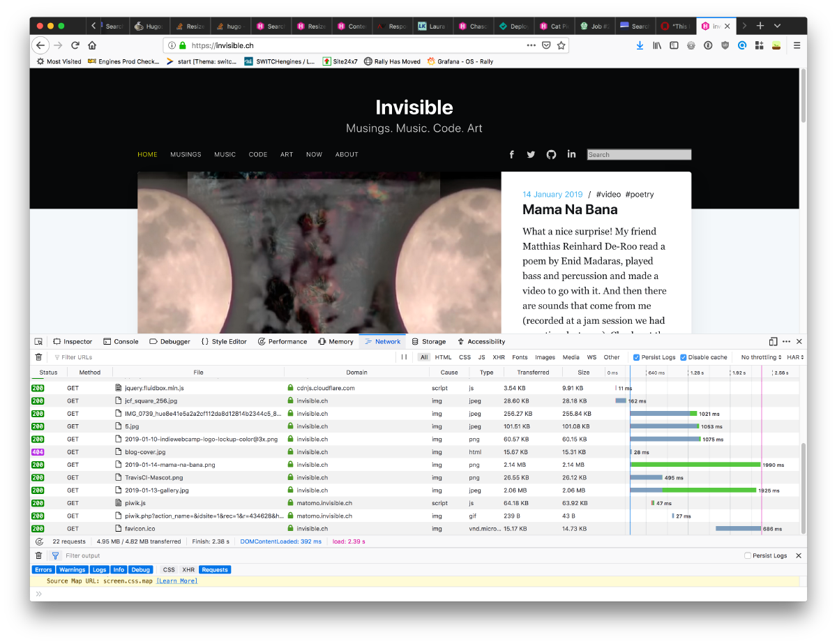 Website size before
